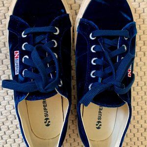 Superga Navy Blue Velvet Sneakers 7.5
